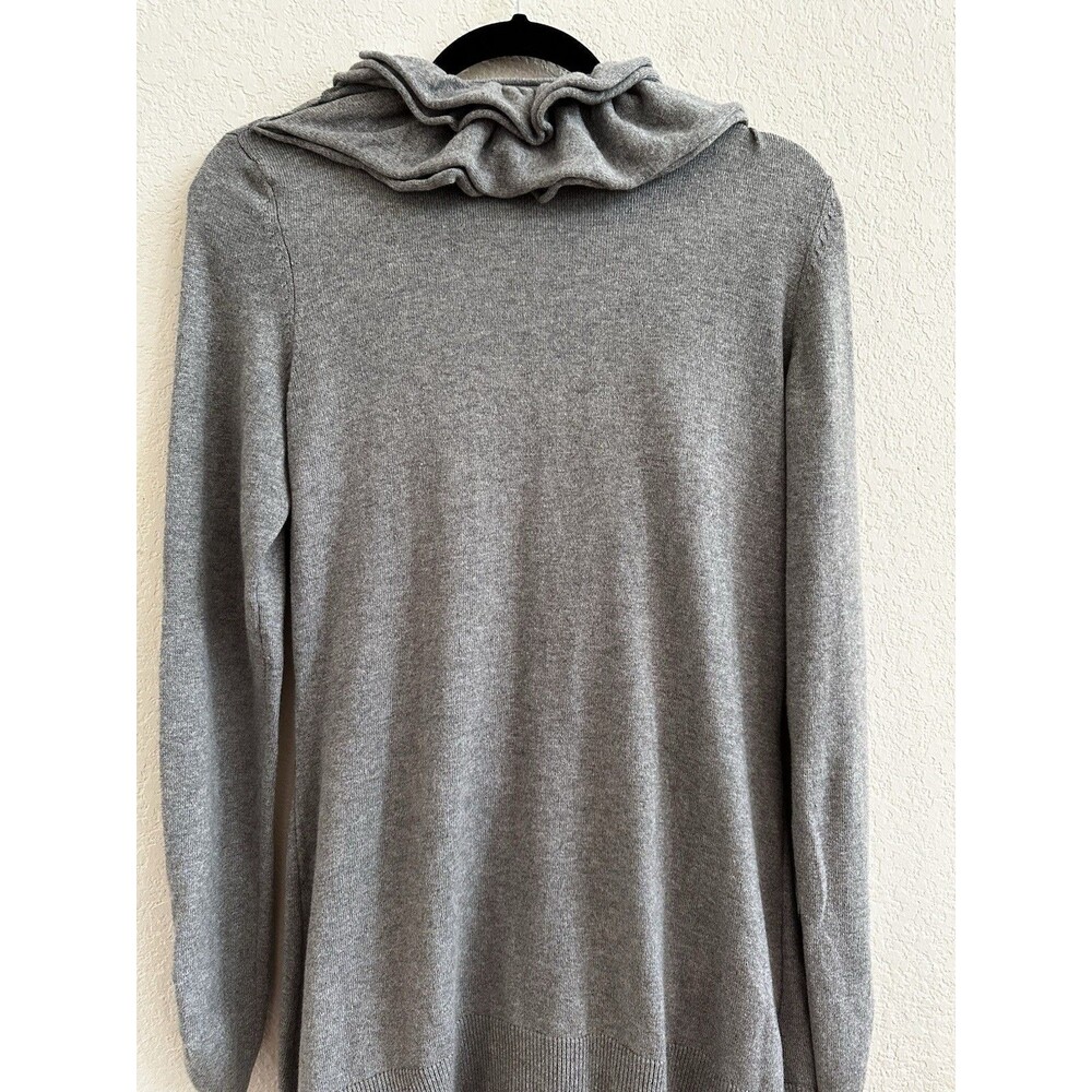 Etcetera Gray Cotton Cashmere Ruffled 2 Pockets Cardigan Sweater Size M - Picture 10 of 14